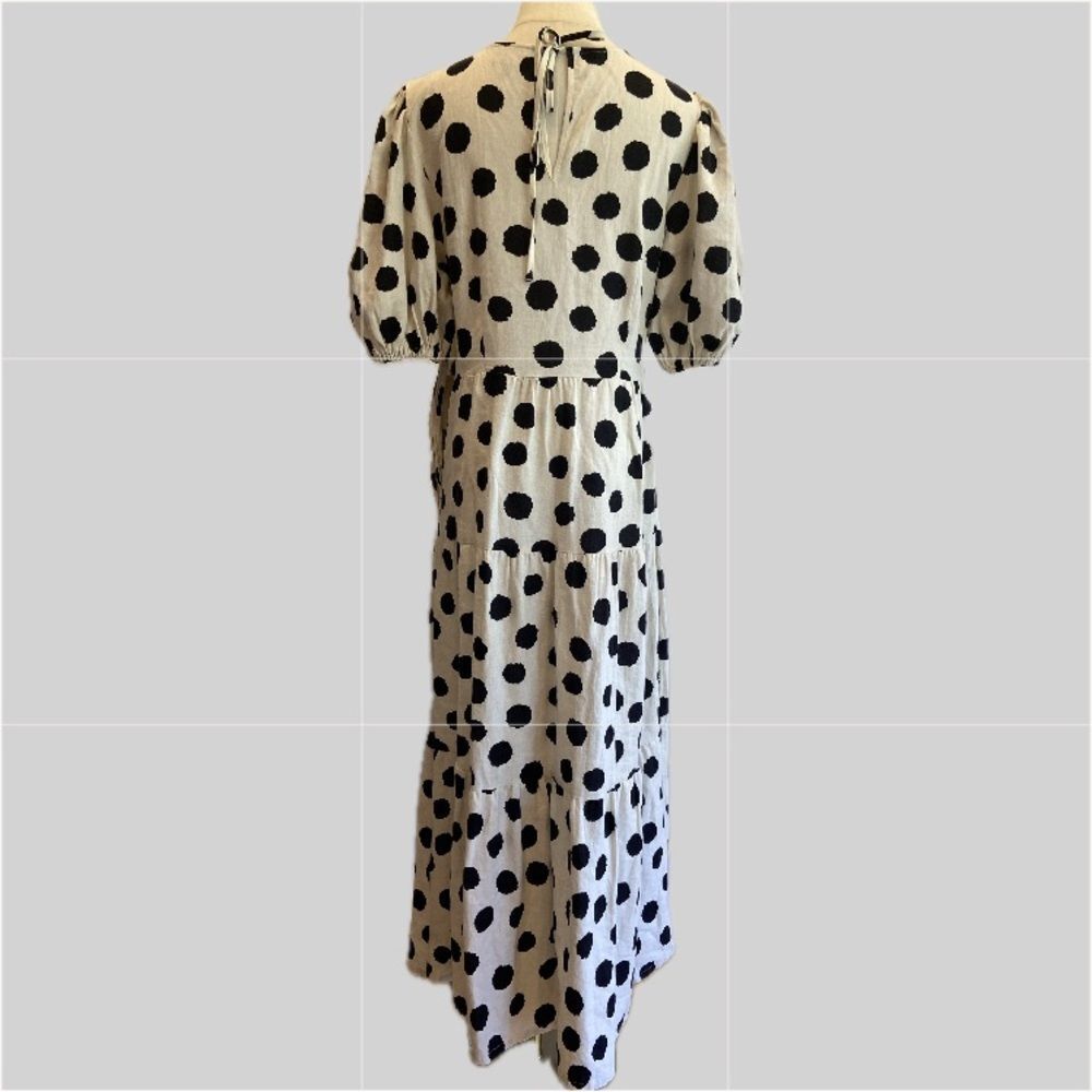 Who What Wear NWOT Black and Cream Polka Dot Maxi Dress S - Picture 2 of 7